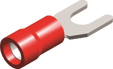 100 x  PVC Kabelschoen vork half geïsoleerd 0,5-1,5mm² (6,4 mm) rood