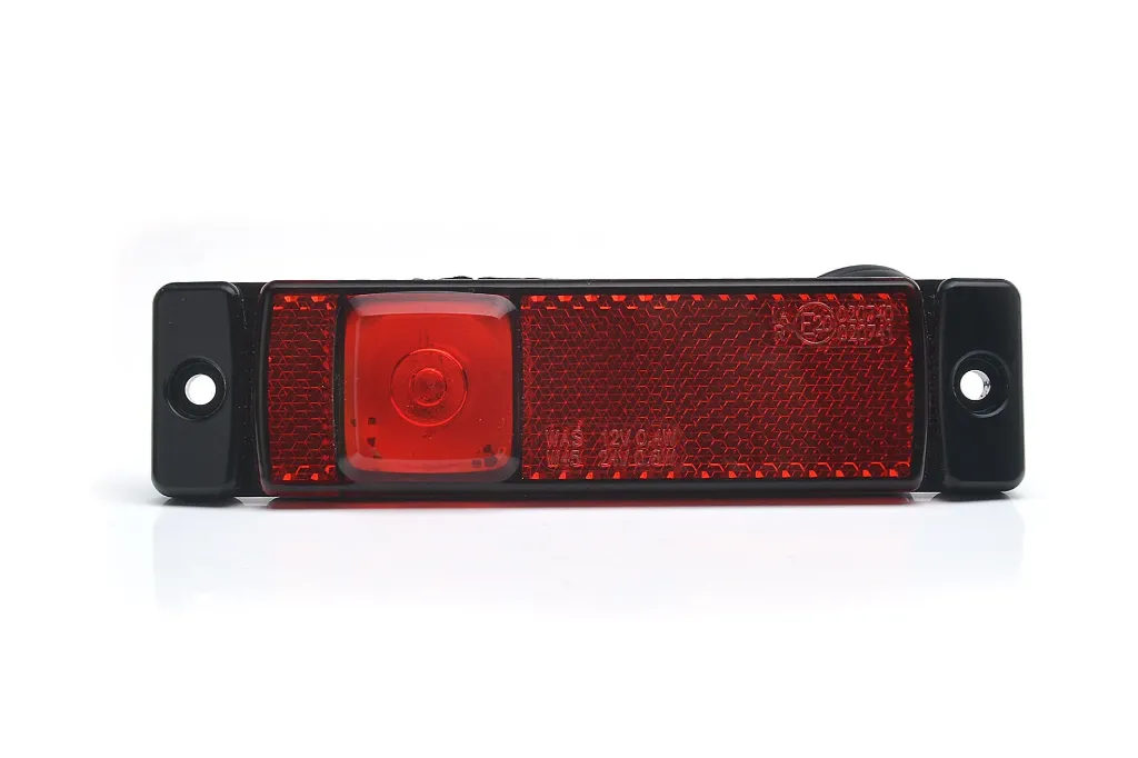 [ZM1178] WAS zijmarkering langwerpig  rood met reflector E keur 12-24 v