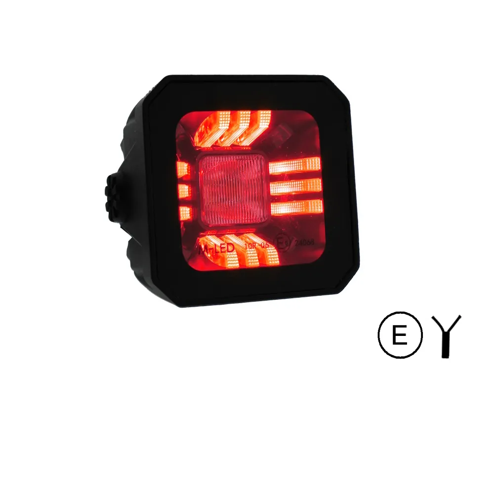 Breedstraler met rood/amber positielicht E-keur
