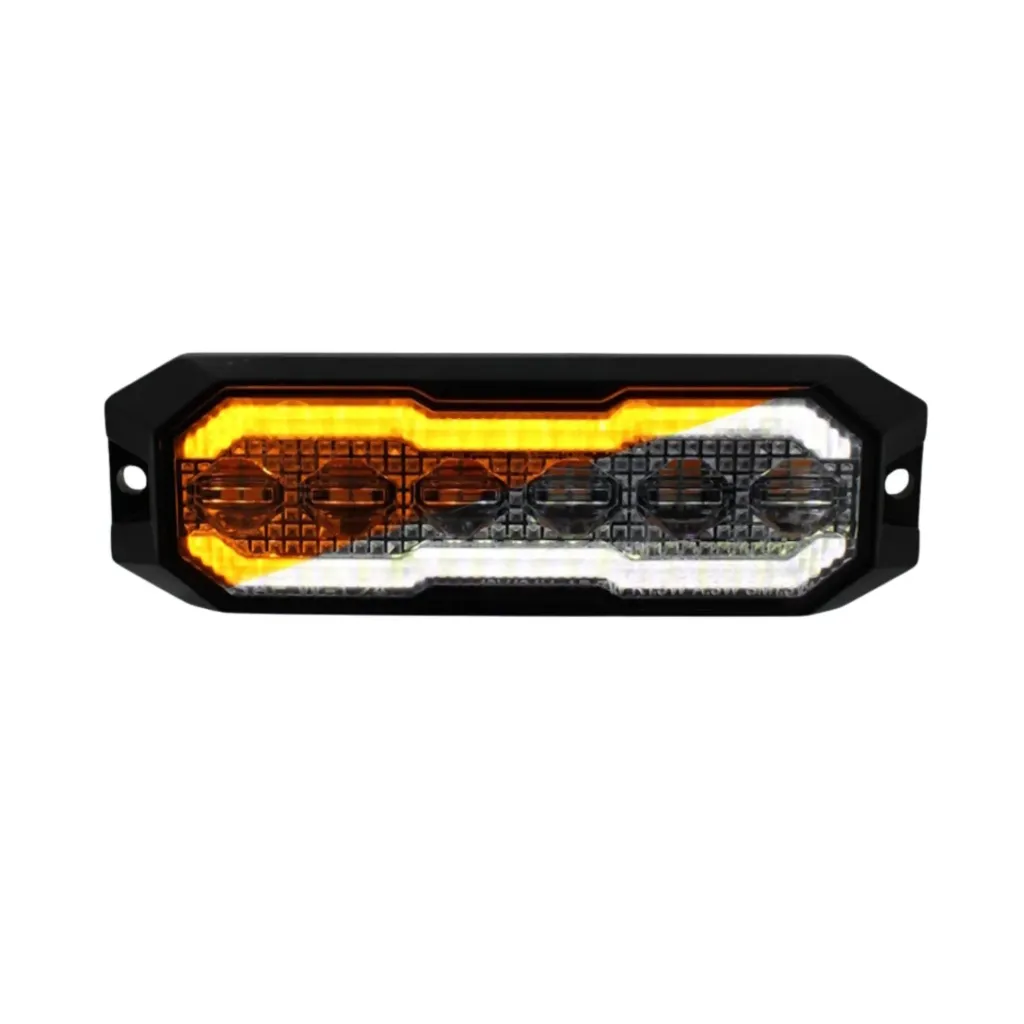 [FL1439] Flitser amber met Halo ring amber/wit smoke E-keur 12-24 V ECE R 65-R10